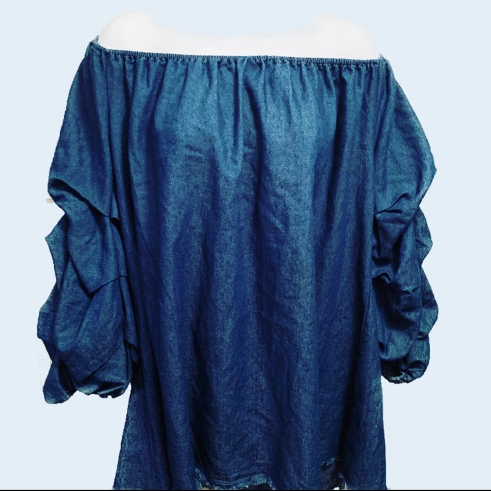 Women’s size 3x denim top blouse shirt ruffled NWT